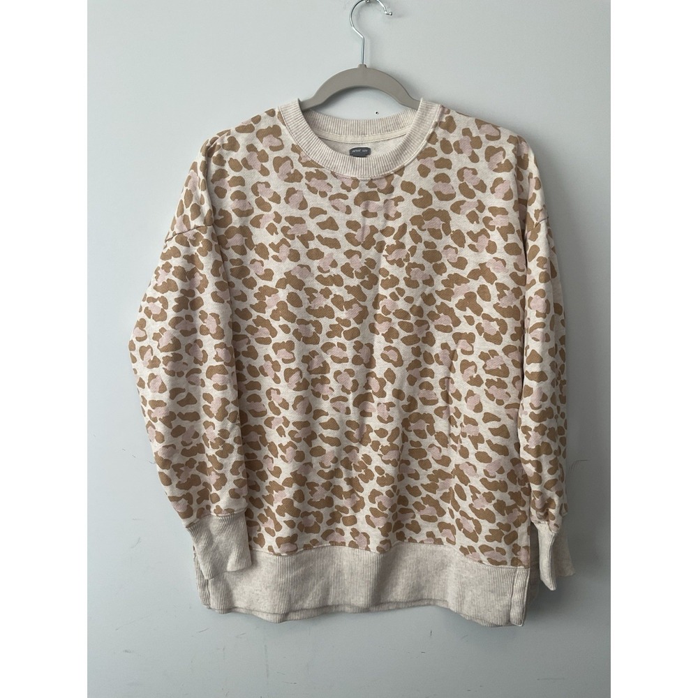 Aerie Women's‎ Pullover Sweatshirt Sweater Oversized Beige Leopard Cheetah Print